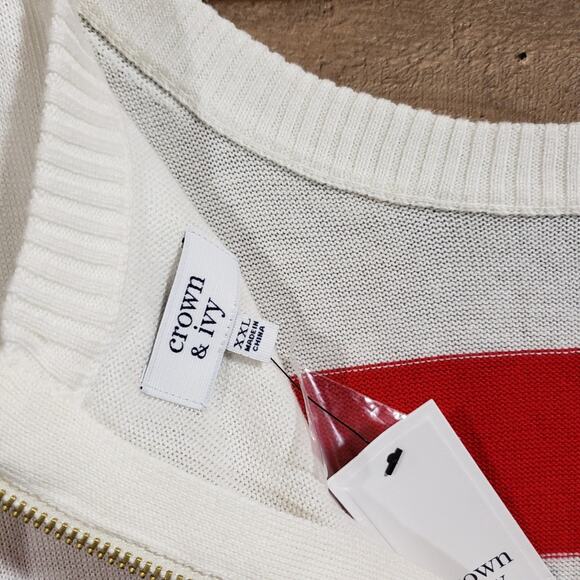 Crown & Ivy NWT striped with exposed back zip sweater woman's size XXL - Picture 3 of 11